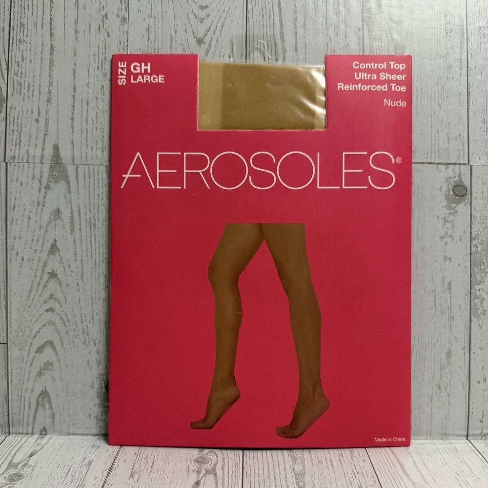 Aerosoles Ultra Sheer Control‎ Top Tights Reinforced Toe Beige Size Large GH